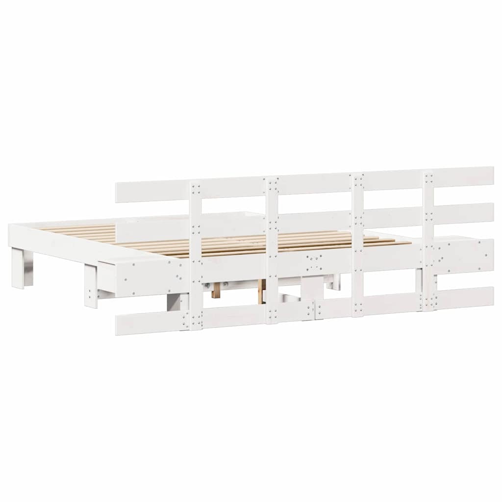 Sengestel Med Skuffe Hvid 150 X 200 Cm Træ - Billede 7