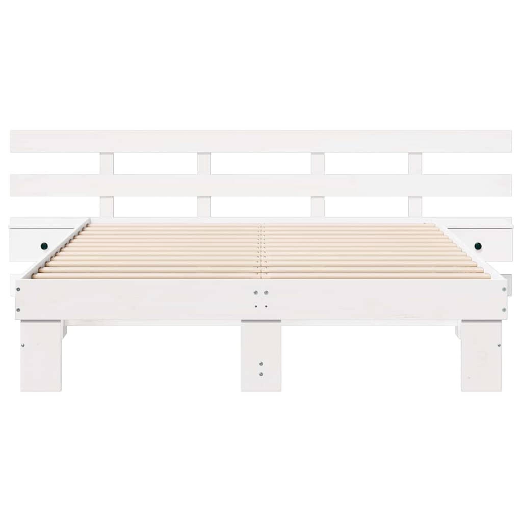 Sengestel Med Skuffe Hvid 150 X 200 Cm Træ - Billede 5