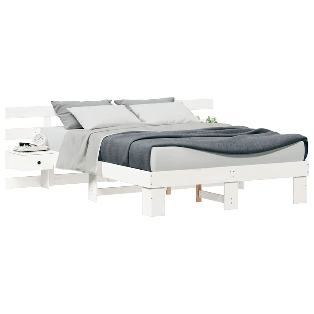 Sengestel Med Skuffe Hvid 150 X 200 Cm Træ - Billede 3