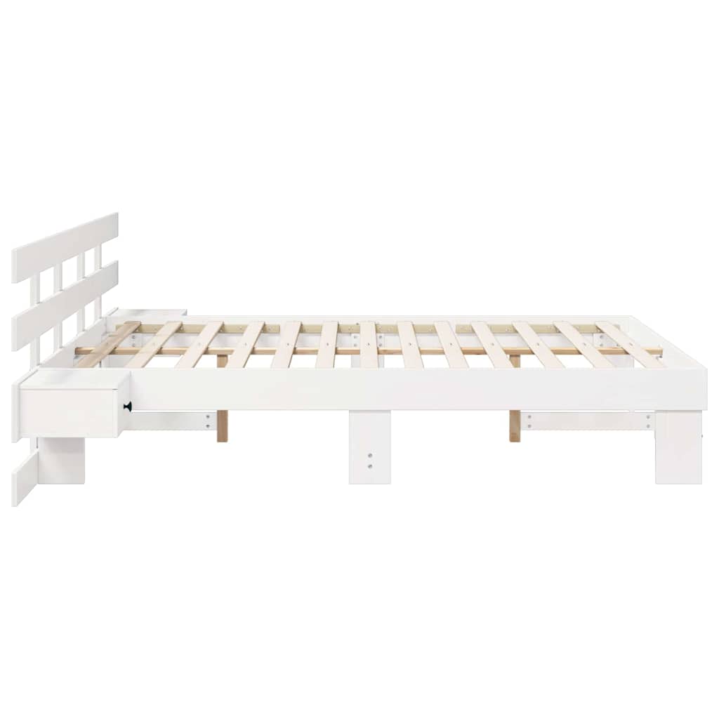 Sengestel Med Skuffe Hvid 150 X 200 Cm Træ - Billede 6
