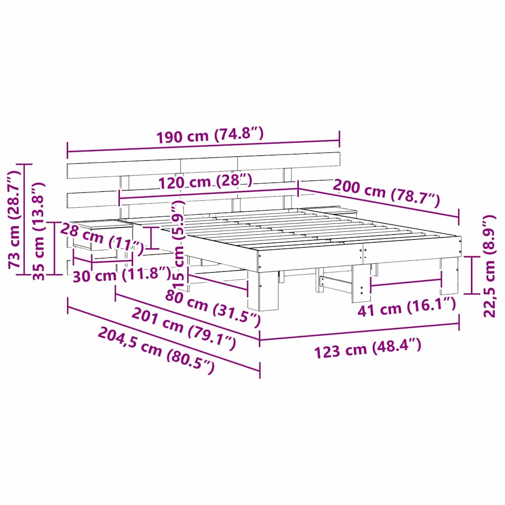 Sengestel Med Skuffe Brun 120 X 200 Cm - Billede 11