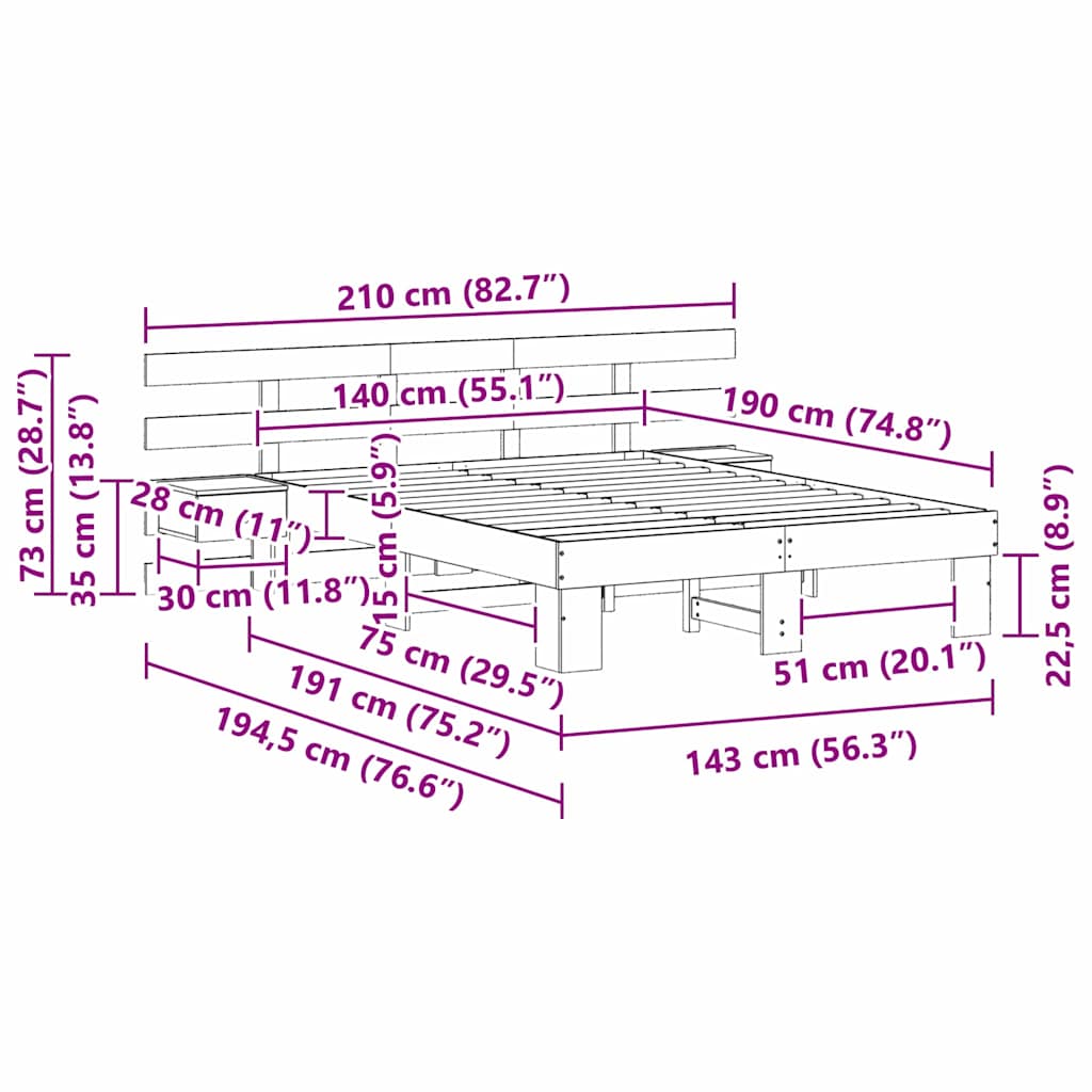 Sengestel Med Skuffe Hvid 140 X 190 Cm - Billede 11