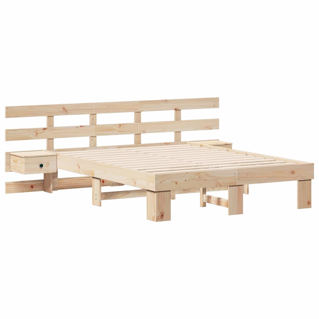 Sengestel Med Skuffe Brun 120 X 190 Cm Massivt Fyrretræ - Billede 2