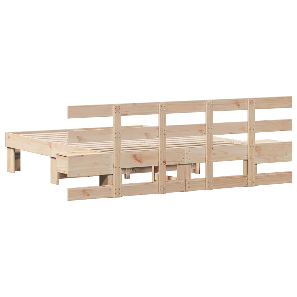 Sengestel Med Skuffe Brun 120 X 190 Cm Massivt Fyrretræ - Billede 7