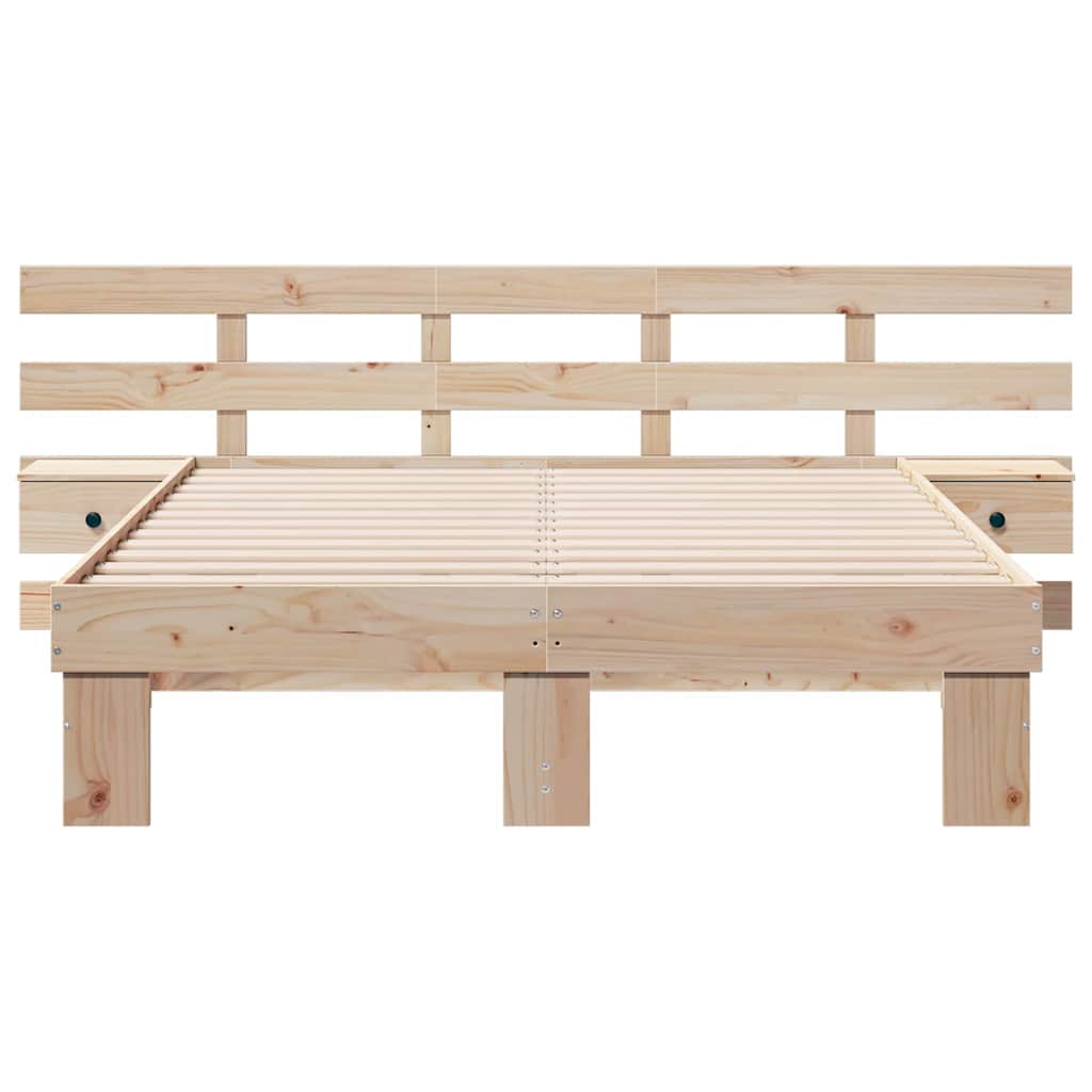 Sengestel Med Skuffe Brun 120 X 190 Cm Massivt Fyrretræ - Billede 5