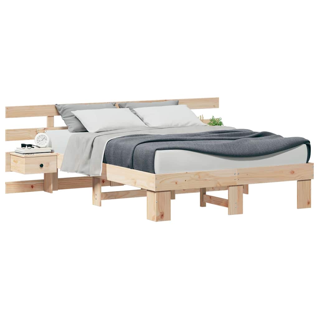 Sengestel Med Skuffe Brun 120 X 190 Cm Massivt Fyrretræ - Billede 3