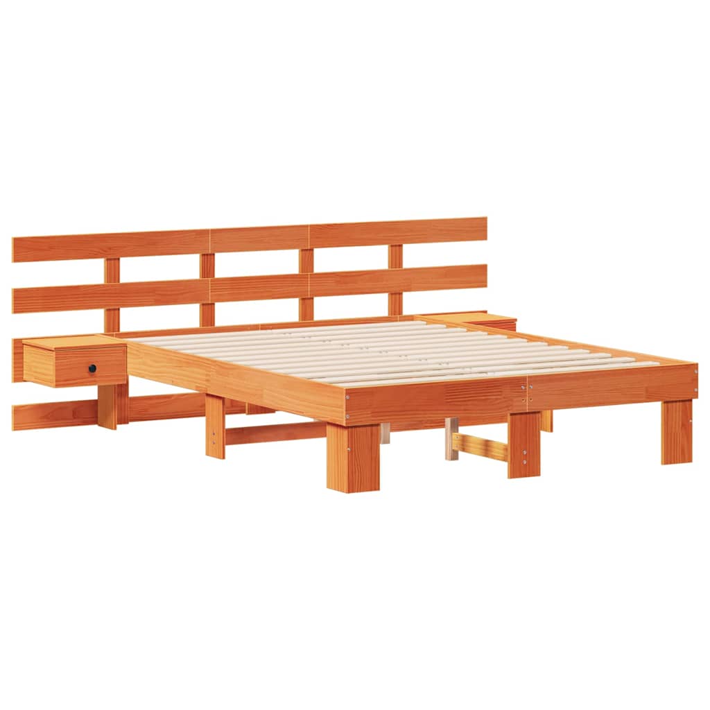 Sengestel Med Skuffe Brun 120 X 190 Cm Massivt Fyrretræ - Billede 2