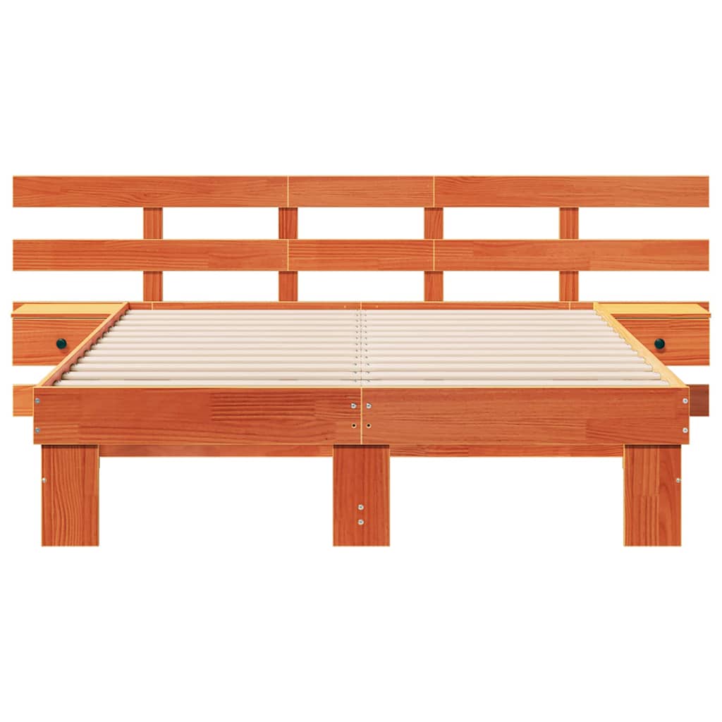 Sengestel Med Skuffe Brun 120 X 190 Cm Massivt Fyrretræ - Billede 5