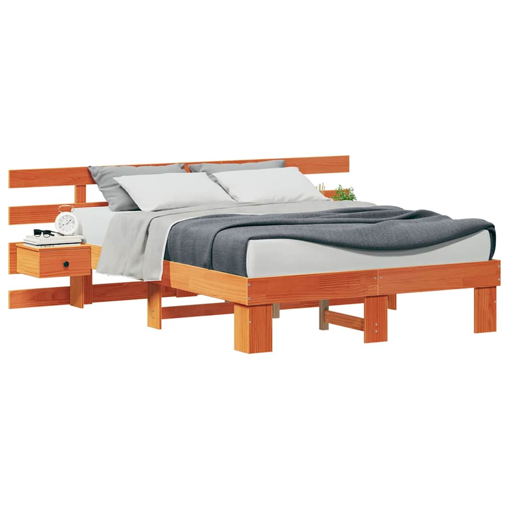 Sengestel Med Skuffe Brun 120 X 190 Cm Massivt Fyrretræ - Billede 3