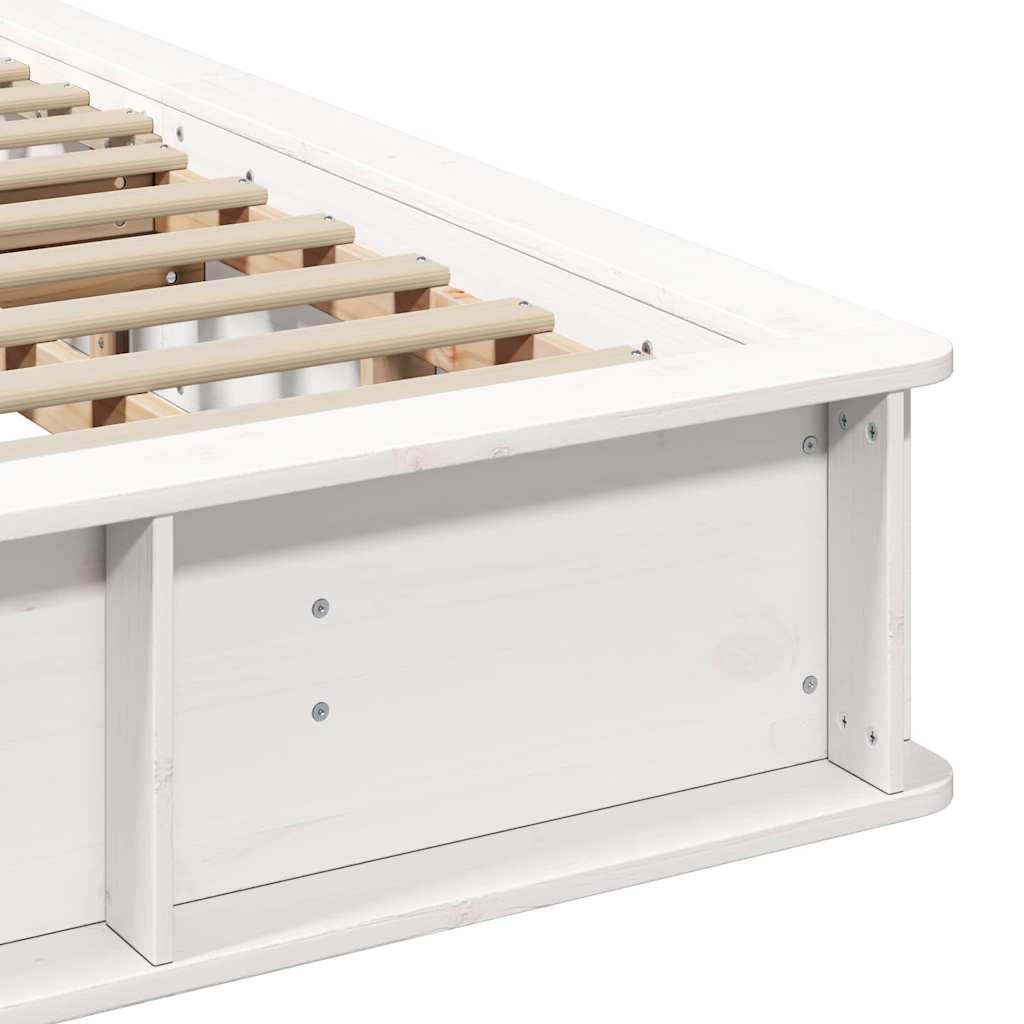 Sengestel Med Opbevaring Hvid 210 X 118 X 30 Cm Massiv Fyrretræ - Billede 9