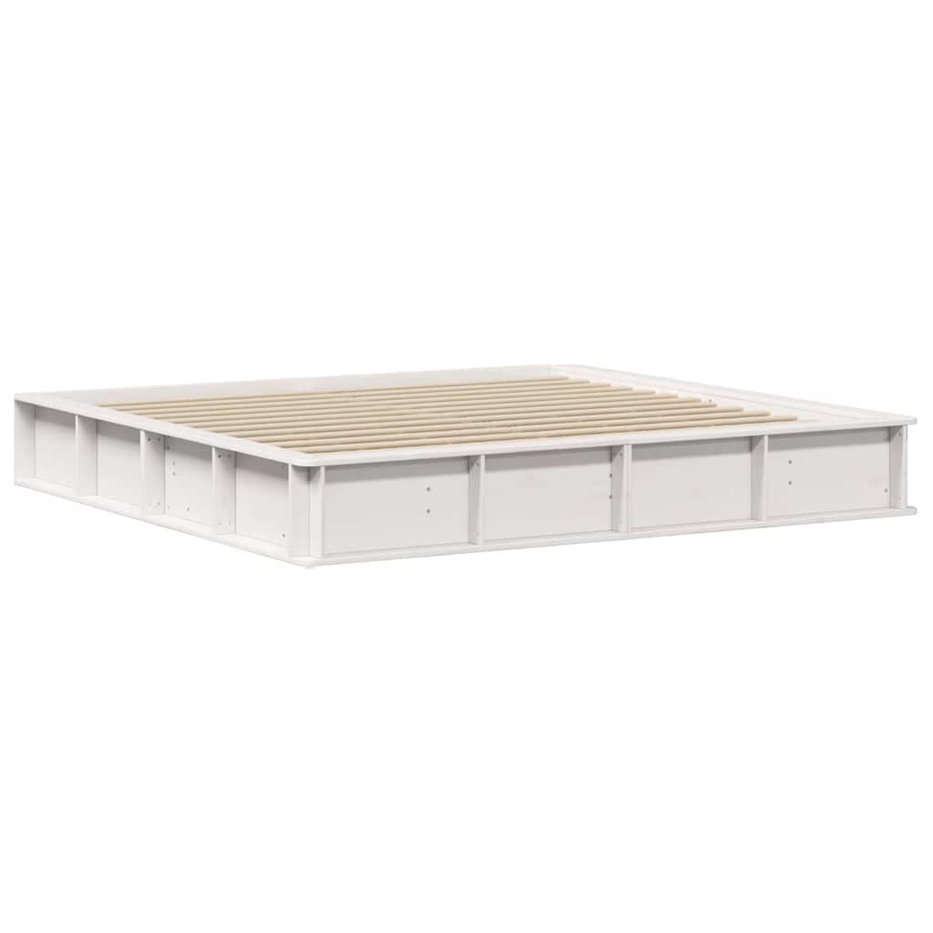 Sengestel Med Opbevaring Hvid 210 X 118 X 30 Cm Massiv Fyrretræ - Billede 2