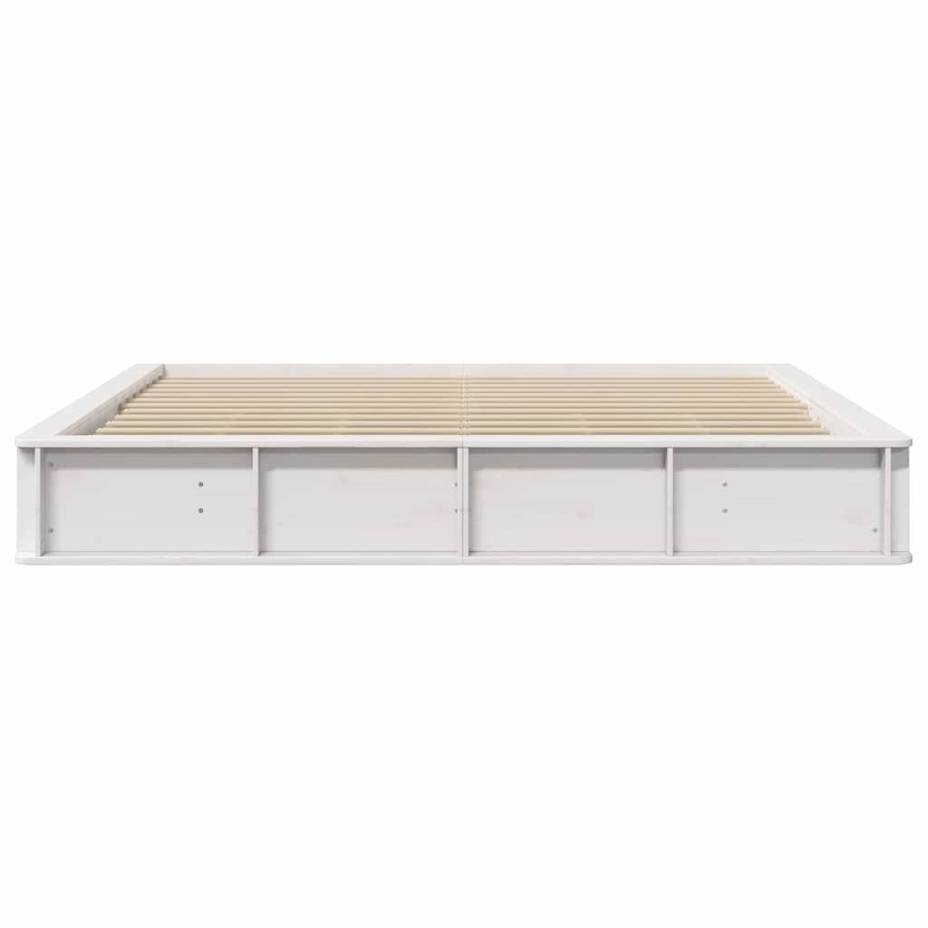 Sengestel Med Opbevaring Hvid 210 X 118 X 30 Cm Massiv Fyrretræ - Billede 5