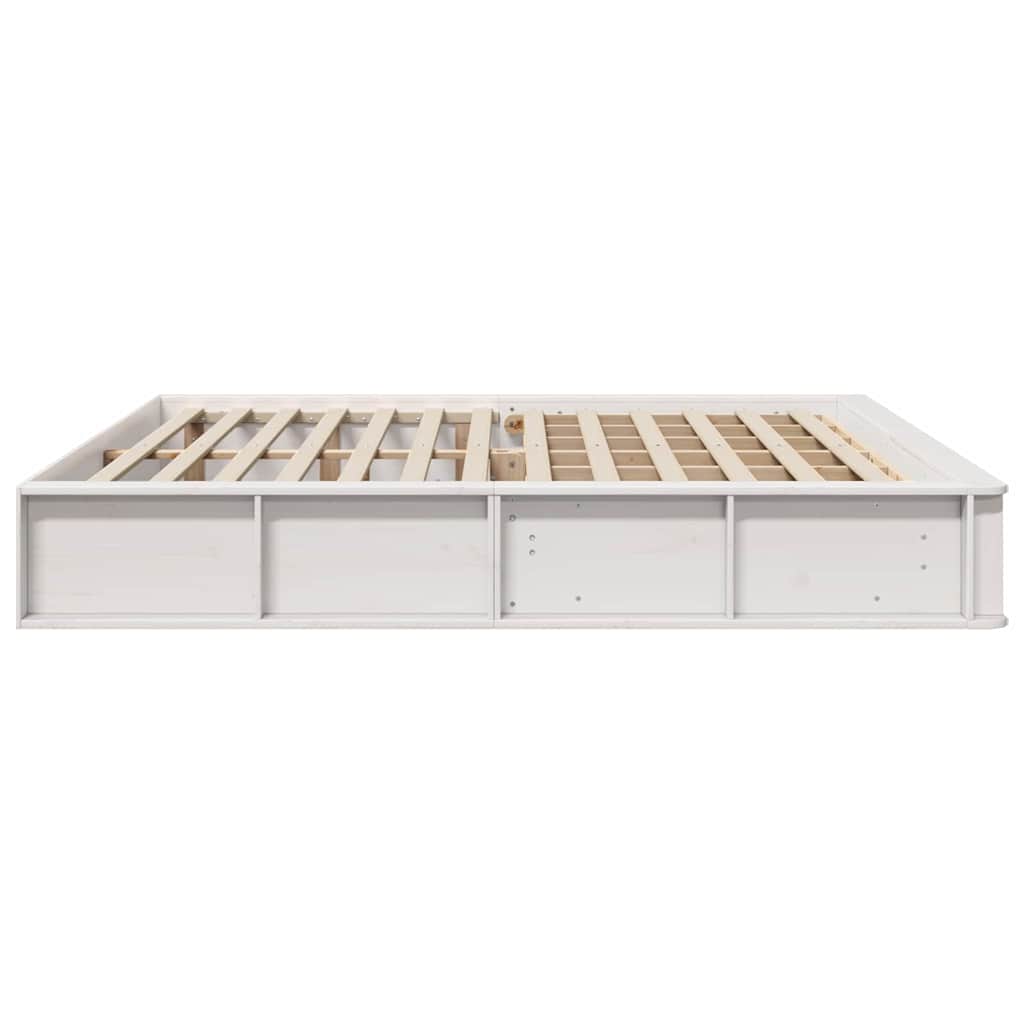Sengestel Med Opbevaring Hvid 210 X 118 X 30 Cm Massiv Fyrretræ - Billede 6