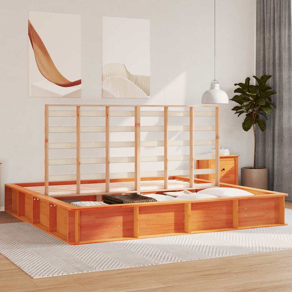 Sengestel Gyldenbrun 210 X 118 X 30 Cm Massiv Fyrretræ - Billede 4