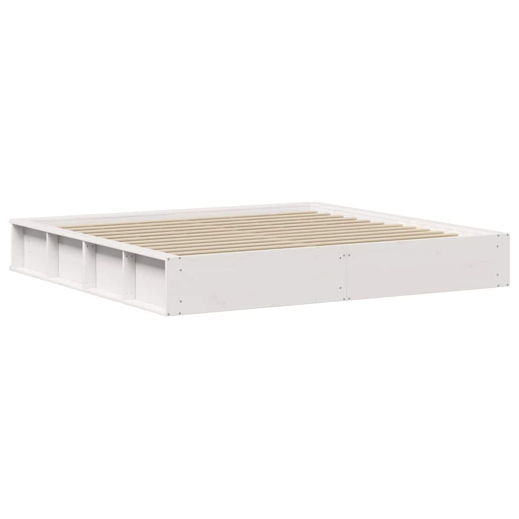 Sengestel Med Opbevaring Hvid 180 X 200 Cm Massiv Fyrretræ - Billede 7