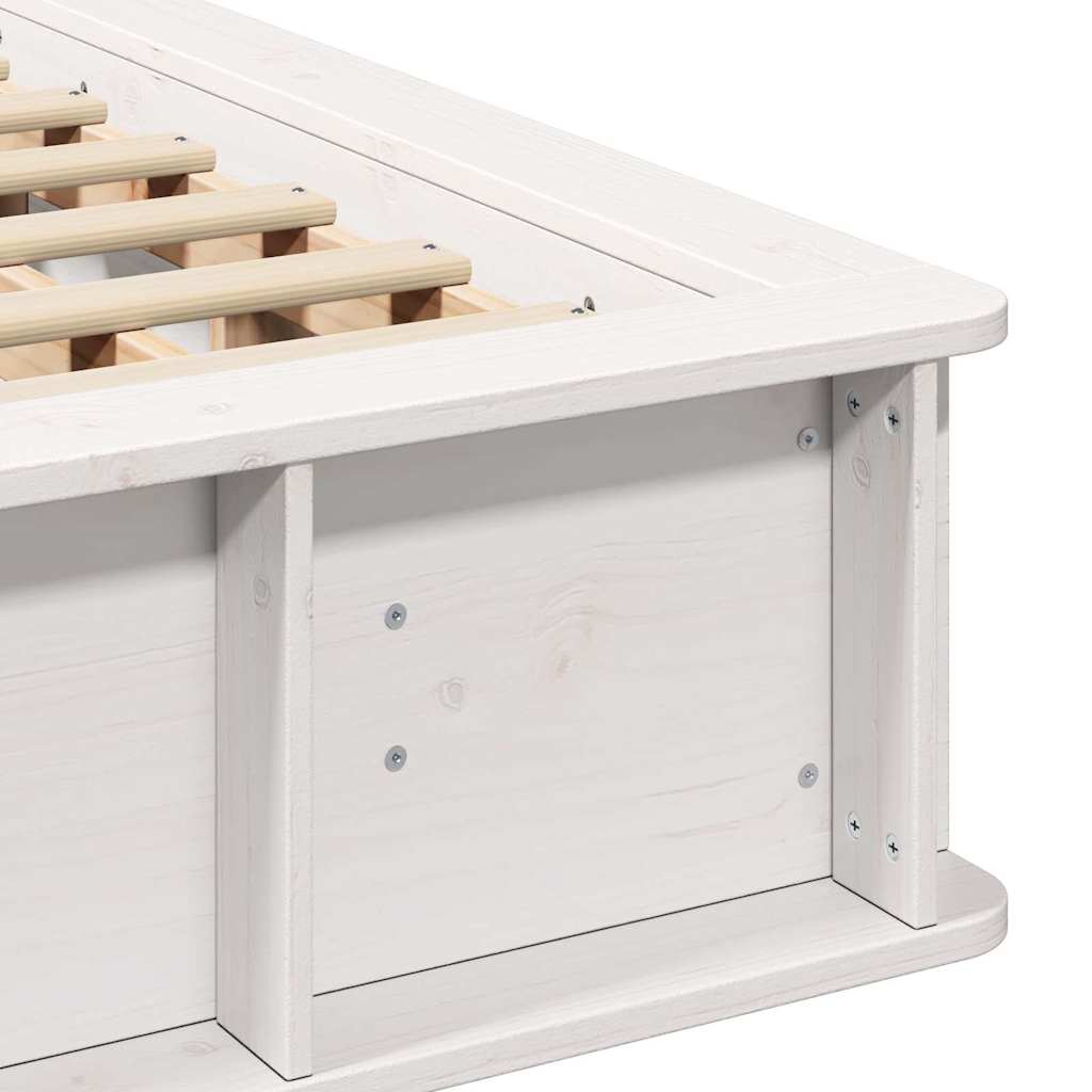 Sengestel Med Opbevaring Hvid 150 X 200 Cm Massiv Fyrretræ - Billede 9
