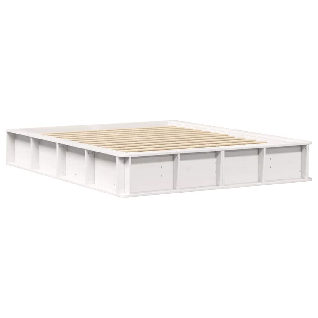 Sengestel Med Opbevaring Hvid 150 X 200 Cm Massiv Fyrretræ - Billede 2