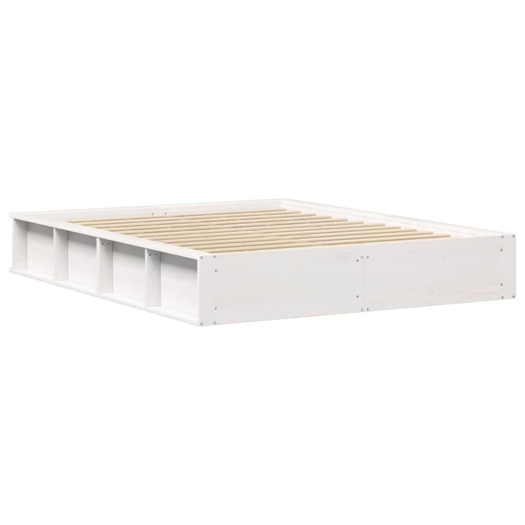 Sengestel Med Opbevaring Hvid 150 X 200 Cm Massiv Fyrretræ - Billede 7