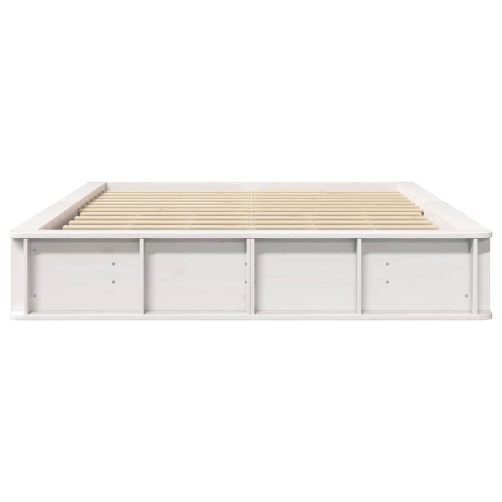 Sengestel Med Opbevaring Hvid 150 X 200 Cm Massiv Fyrretræ - Billede 5