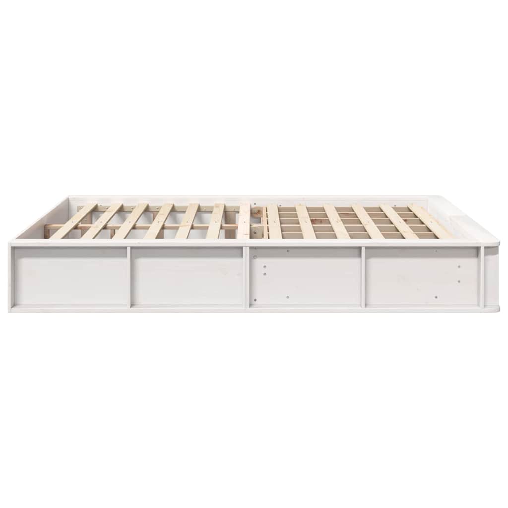Sengestel Med Opbevaring Hvid 150 X 200 Cm Massiv Fyrretræ - Billede 6