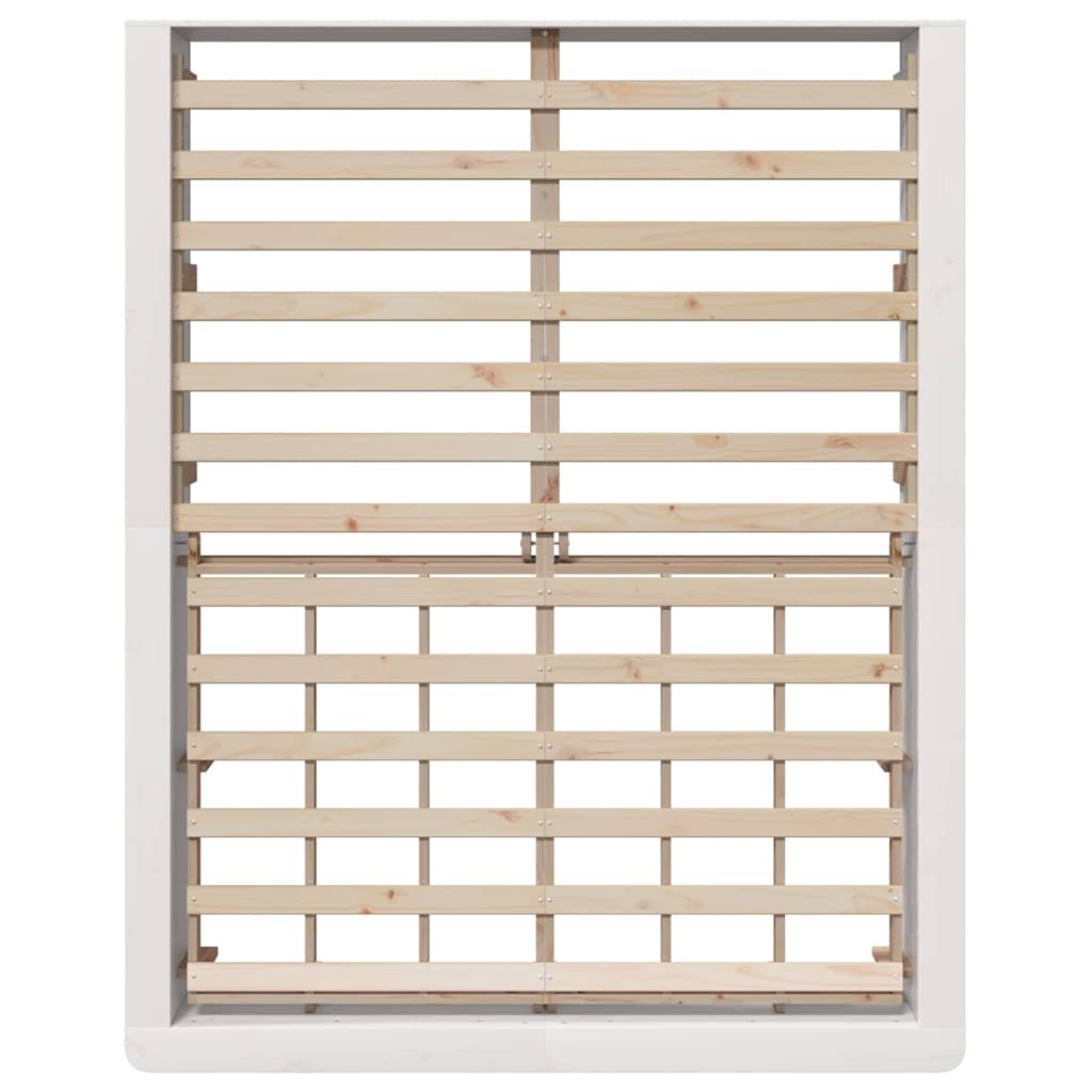 Sengestel Med Opbevaring Hvid 150 X 200 Cm Massiv Fyrretræ - Billede 8