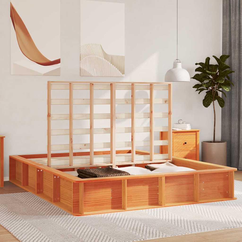 Sengestel Gyldenbrun 150 X 200 Cm Massiv Fyrretræ - Billede 4