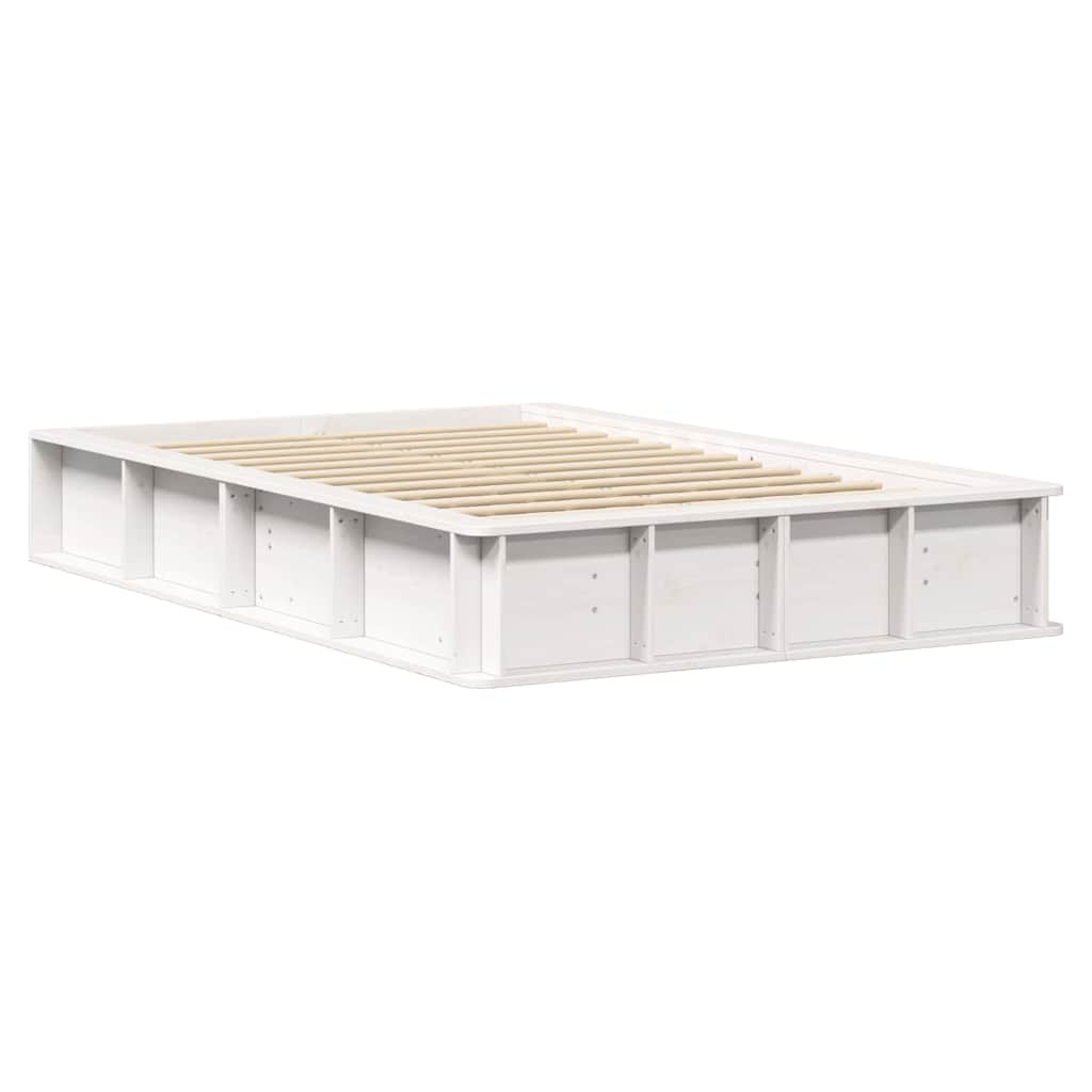 Sengestel Med Opbevaring Hvid 210 X 118 X 30 Cm Massiv Fyrretræ - Billede 2