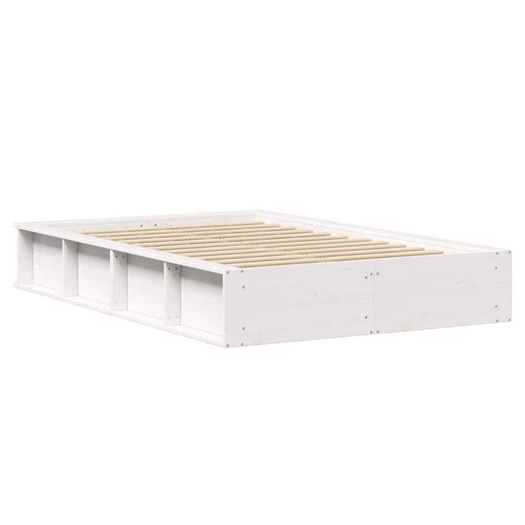 Sengestel Med Opbevaring Hvid 210 X 118 X 30 Cm Massiv Fyrretræ - Billede 7