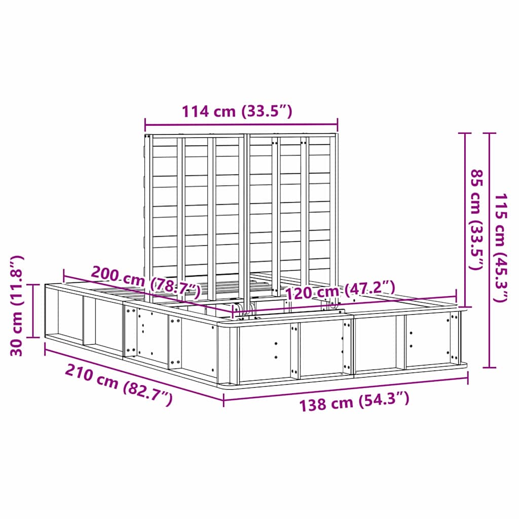 Sengestel Med Opbevaring Hvid 210 X 118 X 30 Cm Massiv Fyrretræ - Billede 12
