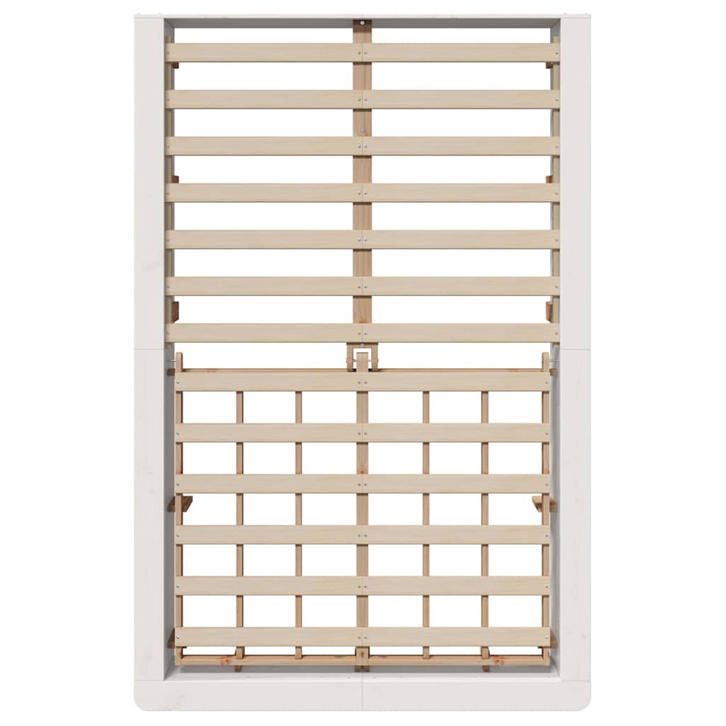 Sengestel Med Opbevaring Hvid 210 X 118 X 30 Cm Massiv Fyrretræ - Billede 8