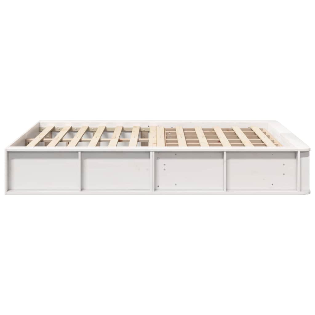 Sengestel Med Opbevaring Hvid 210 X 118 X 30 Cm Massiv Fyrretræ - Billede 6
