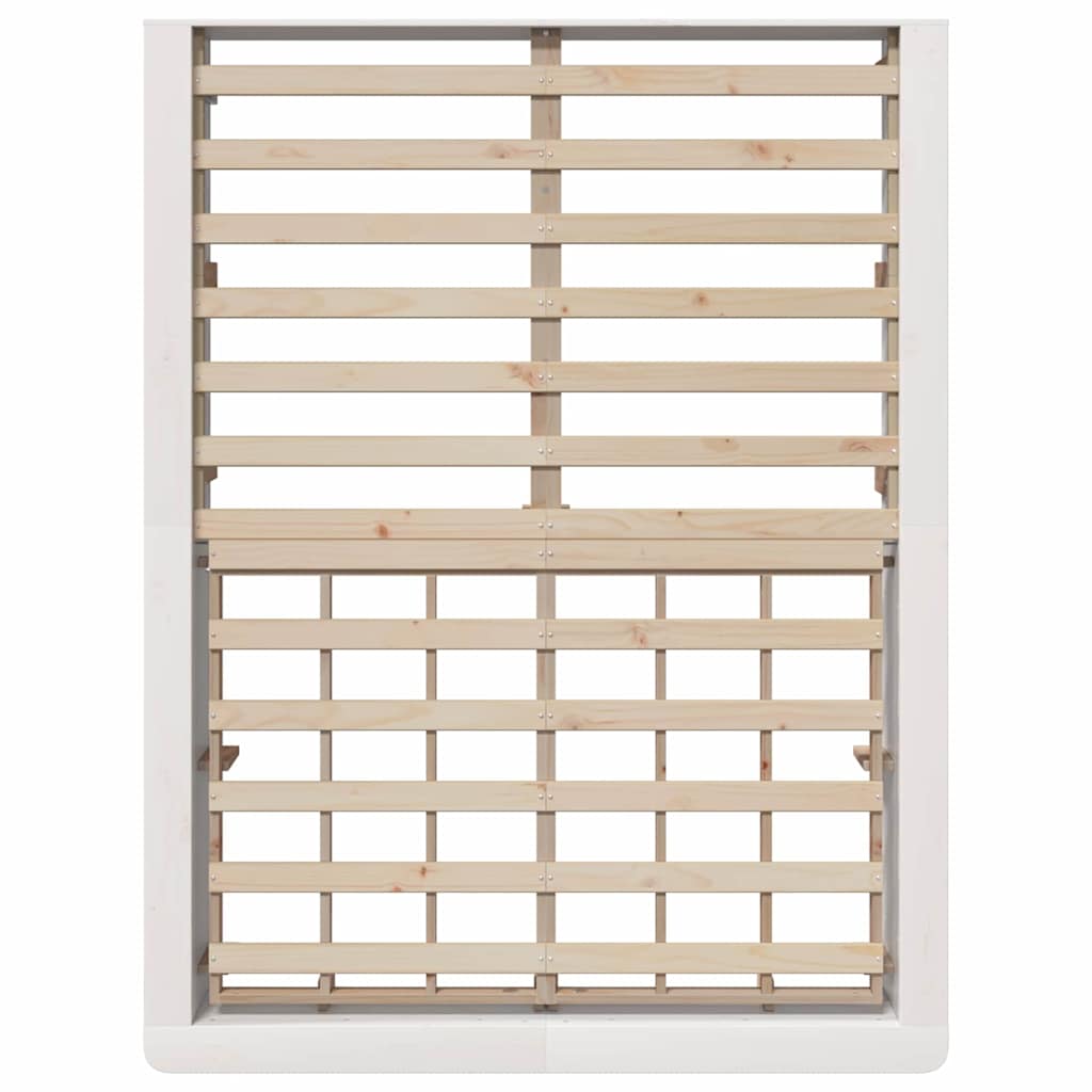 Sengestel Med Opbevaring Hvid 210 X 118 X 30 Cm Massiv Fyrretræ - Billede 8