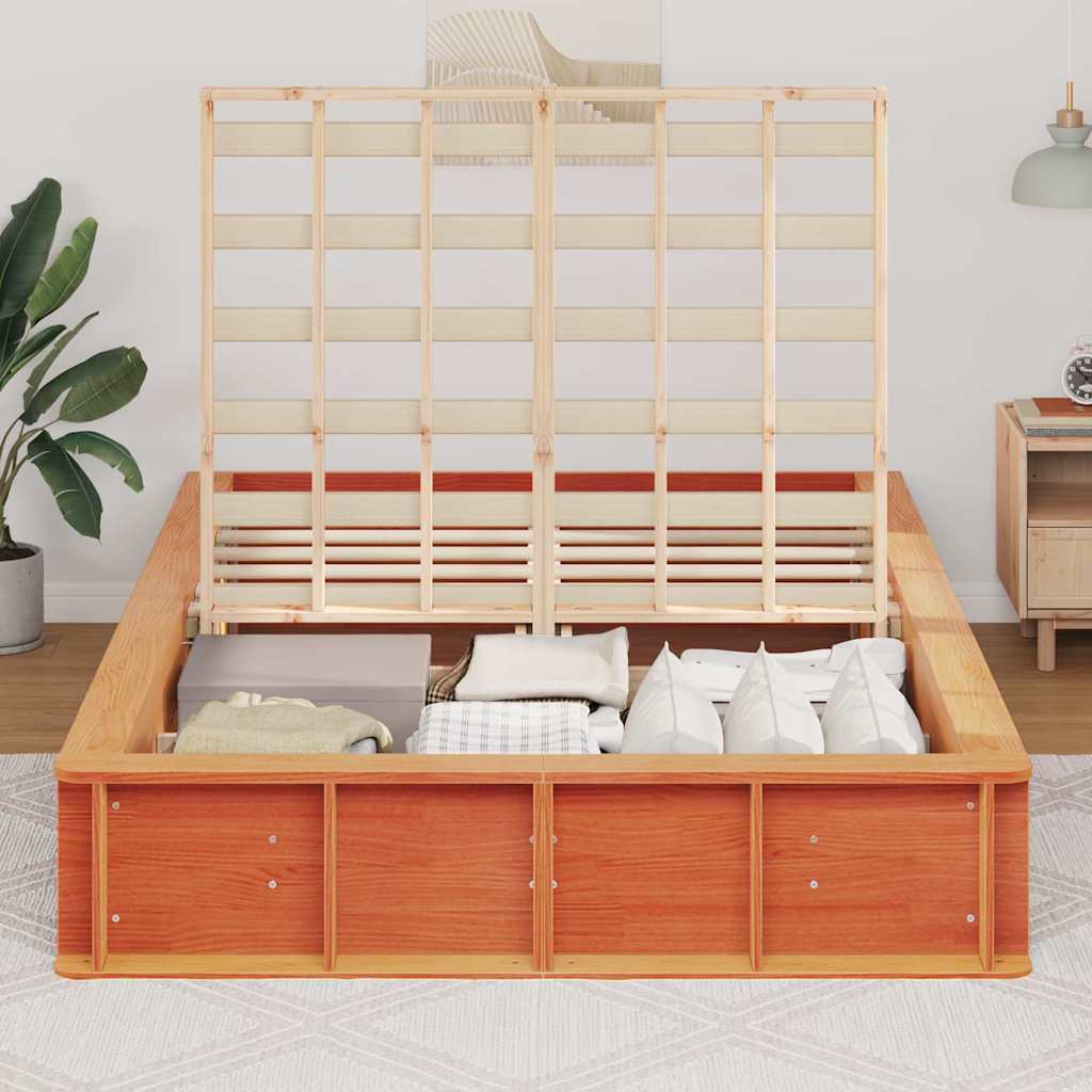 Sengestel Gyldenbrun 210 X 118 X 30 Cm Massiv Fyrretræ - Billede 4