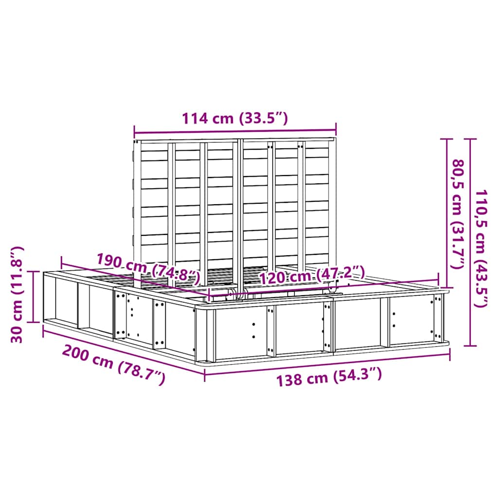 Sengestel Gyldenbrun 210 X 118 X 30 Cm Massiv Fyrretræ - Billede 12