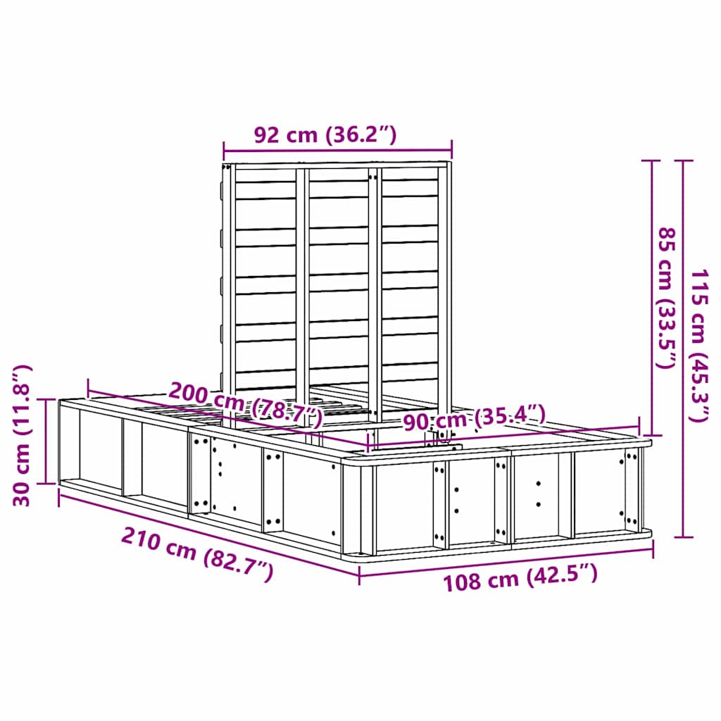 Sengestel Gyldenbrun 100 X 200 Cm Massiv Fyrretræ - Billede 12