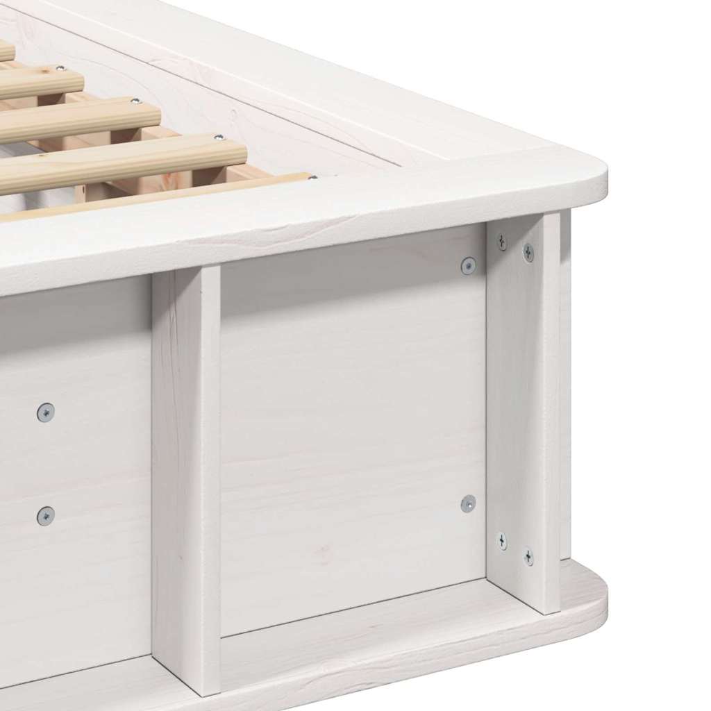 Sengestel Med Opbevaring Hvid 210 X 118 X 30 Cm Massiv Fyrretræ - Billede 9