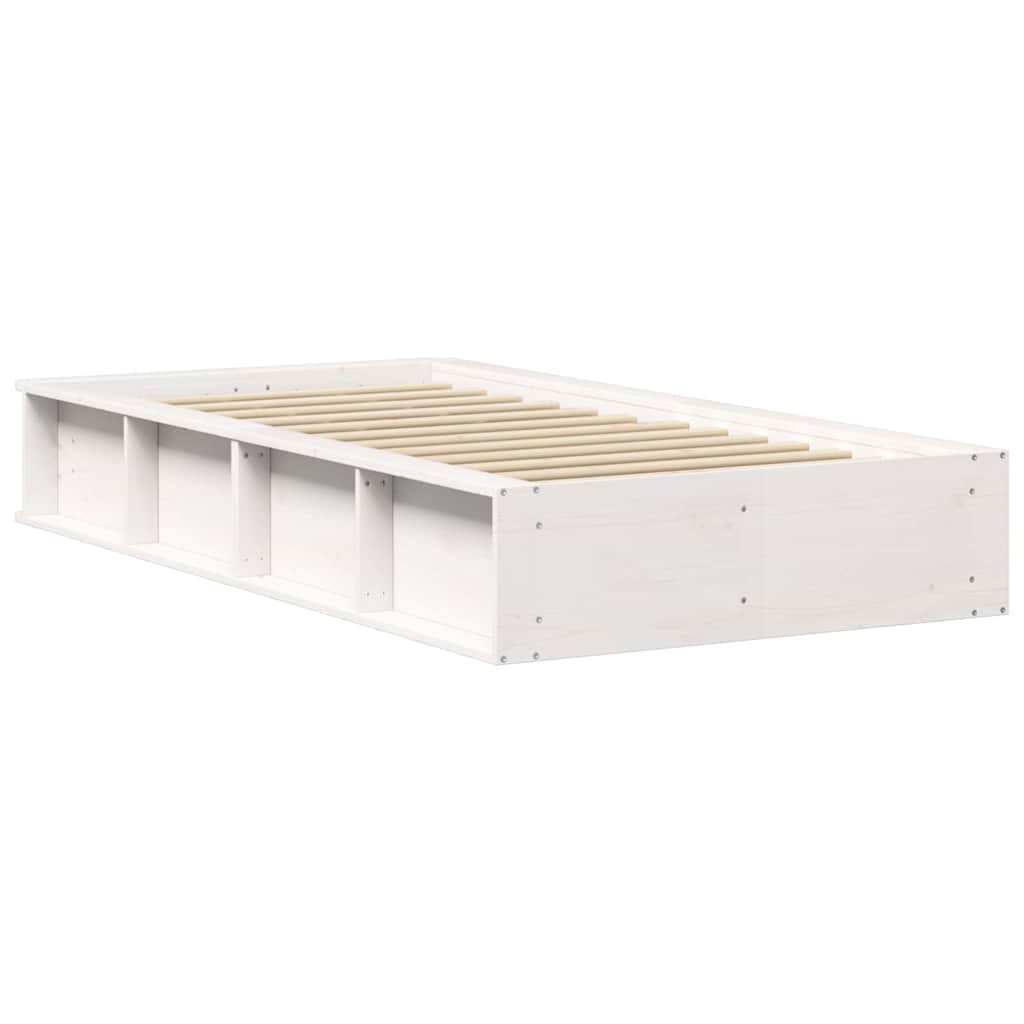 Sengestel Med Opbevaring Hvid 210 X 118 X 30 Cm Massiv Fyrretræ - Billede 7