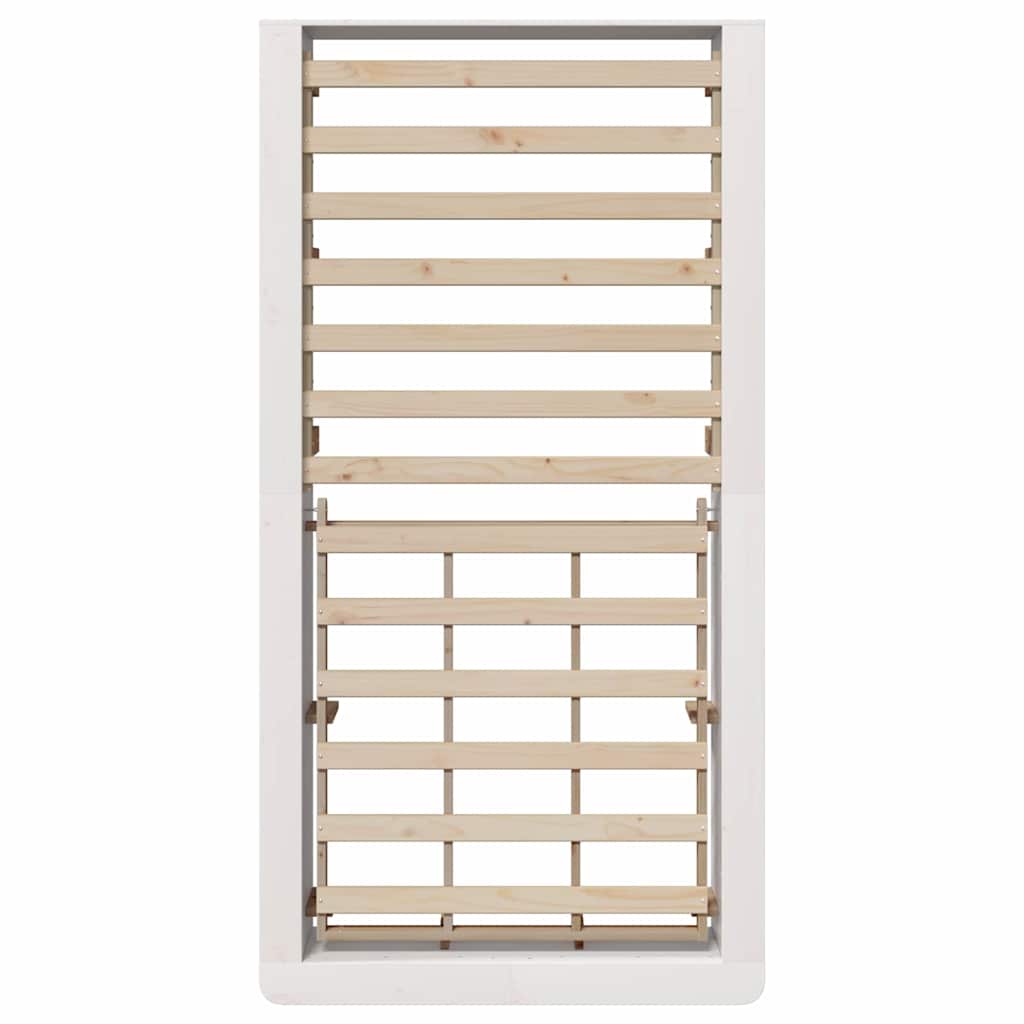 Sengestel Med Opbevaring Hvid 210 X 118 X 30 Cm Massiv Fyrretræ - Billede 8