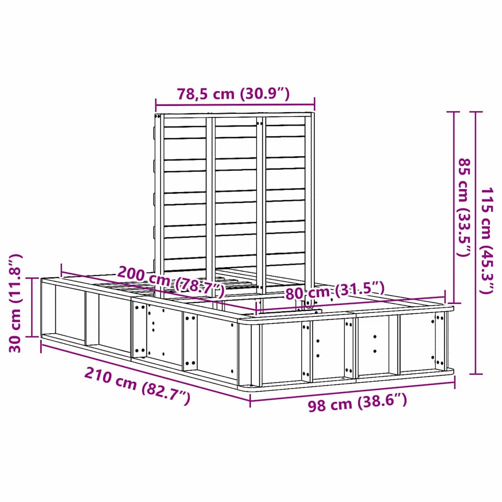 Sengestel Massiv Fyrretræ 210 X 118 X 30 Cm Massiv Fyrretræ - Billede 12