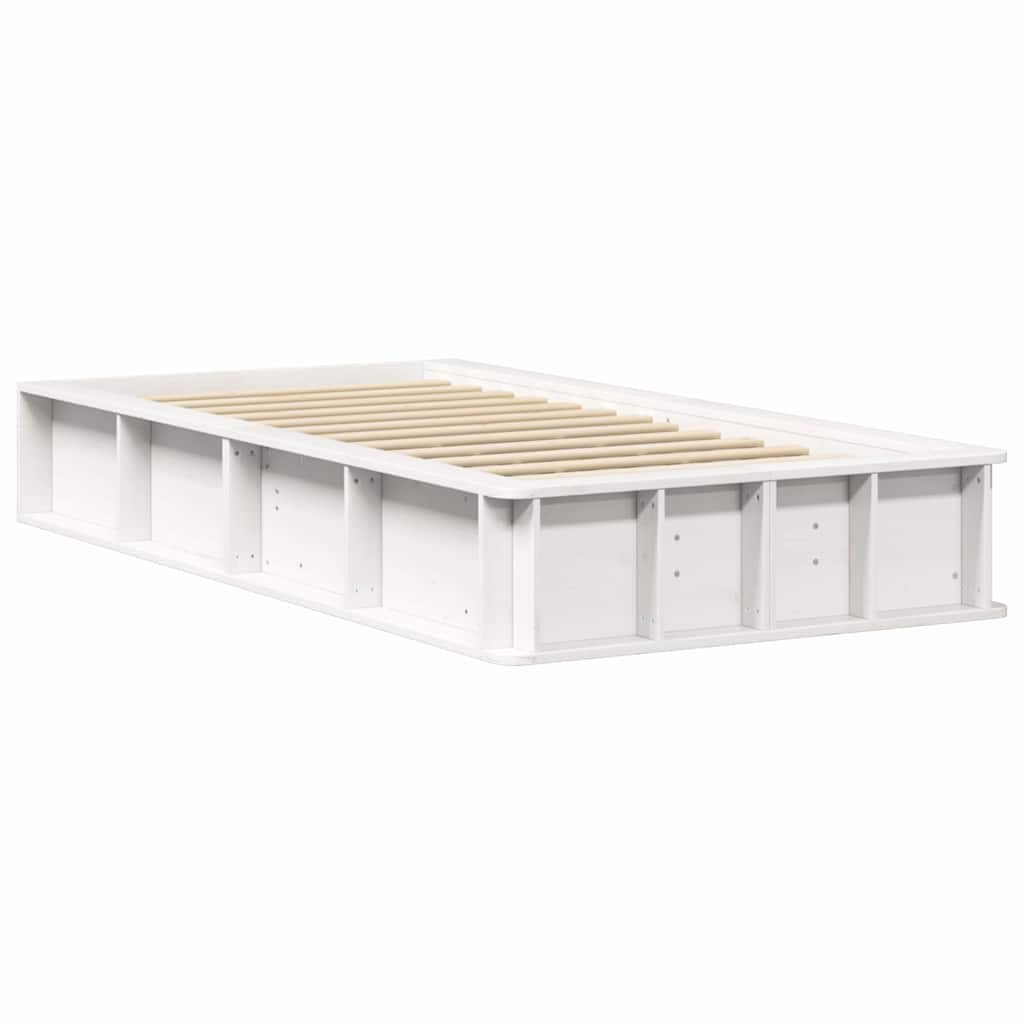 Sengestel Med Opbevaring Hvid 210 X 118 X 30 Cm Massiv Fyrretræ - Billede 2