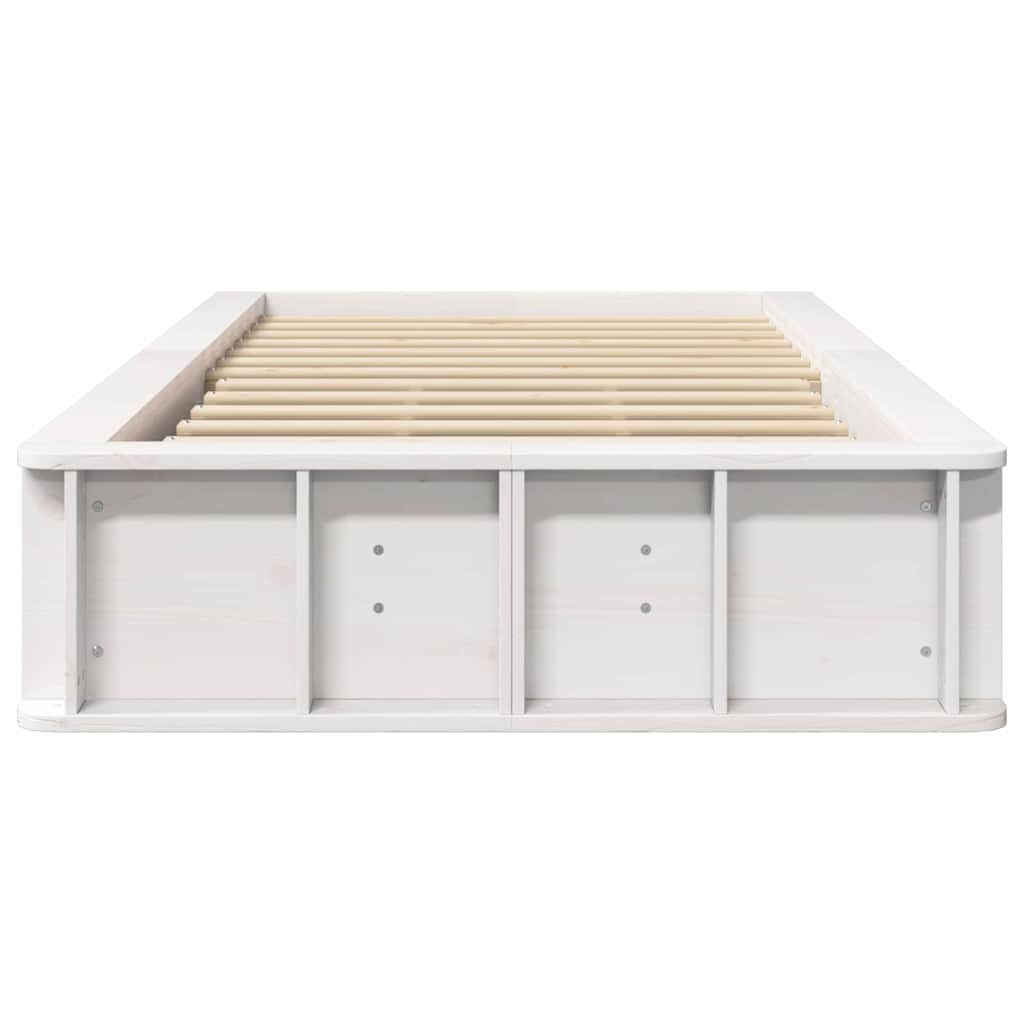 Sengestel Med Opbevaring Hvid 210 X 118 X 30 Cm Massiv Fyrretræ - Billede 5