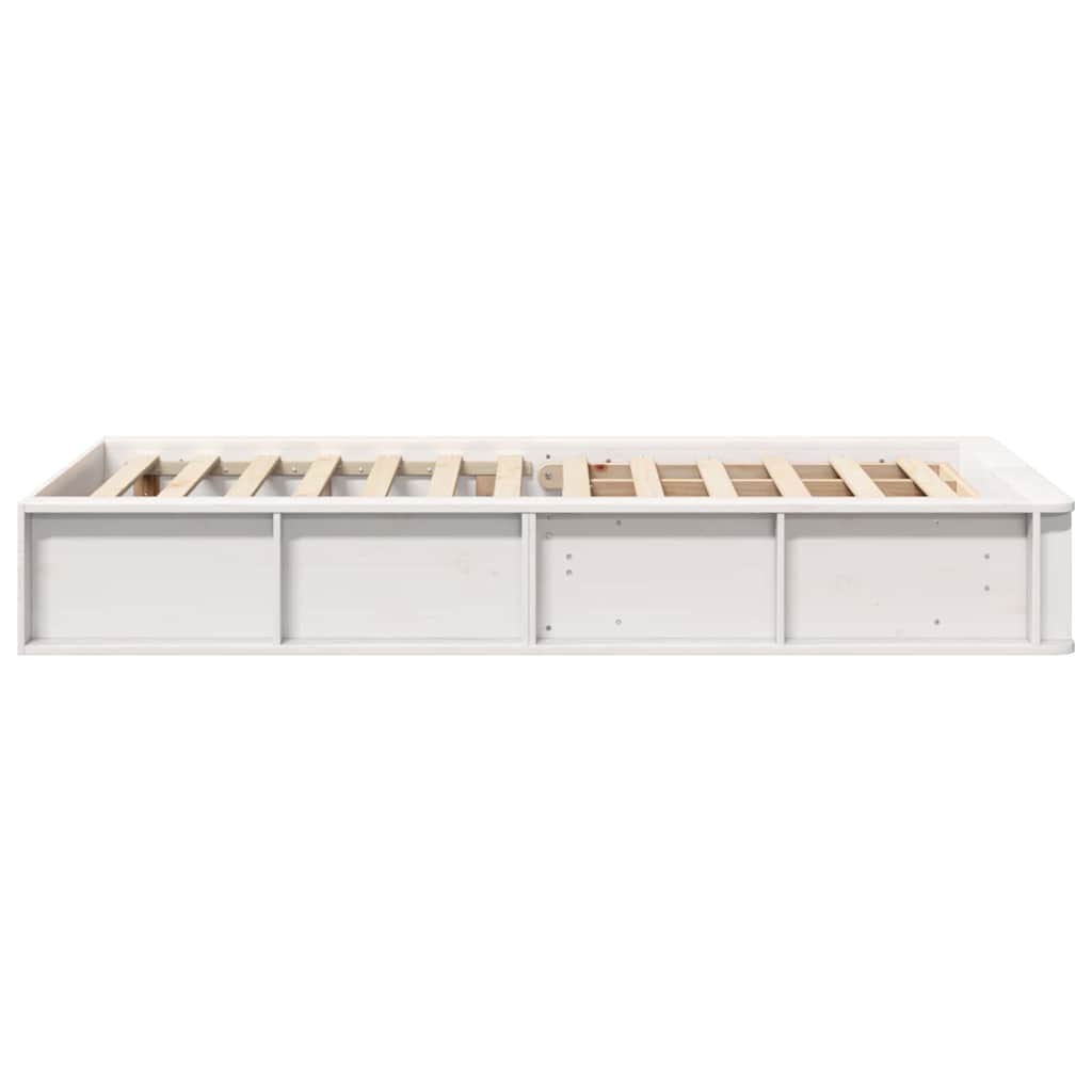 Sengestel Med Opbevaring Hvid 210 X 118 X 30 Cm Massiv Fyrretræ - Billede 6