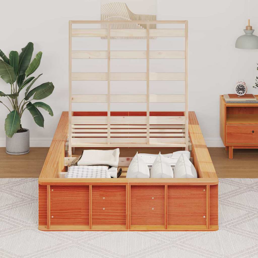 Sengestel Gyldenbrun 210 X 118 X 30 Cm Massiv Fyrretræ - Billede 4