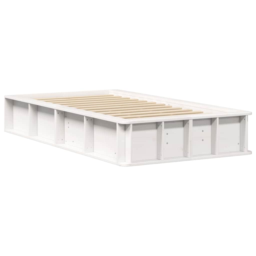 Sengestel Med Opbevaring Hvid 210 X 118 X 30 Cm Massiv Fyrretræ - Billede 2