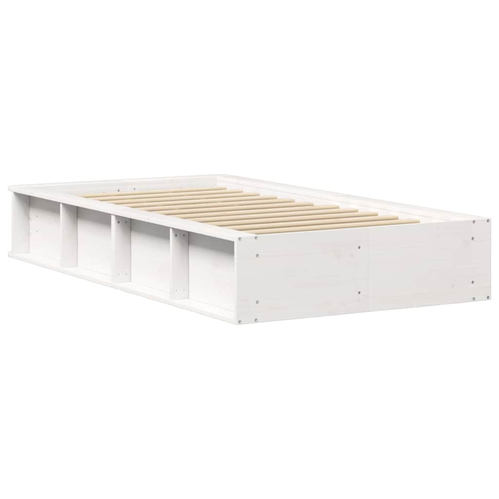 Sengestel Med Opbevaring Hvid 210 X 118 X 30 Cm Massiv Fyrretræ - Billede 7