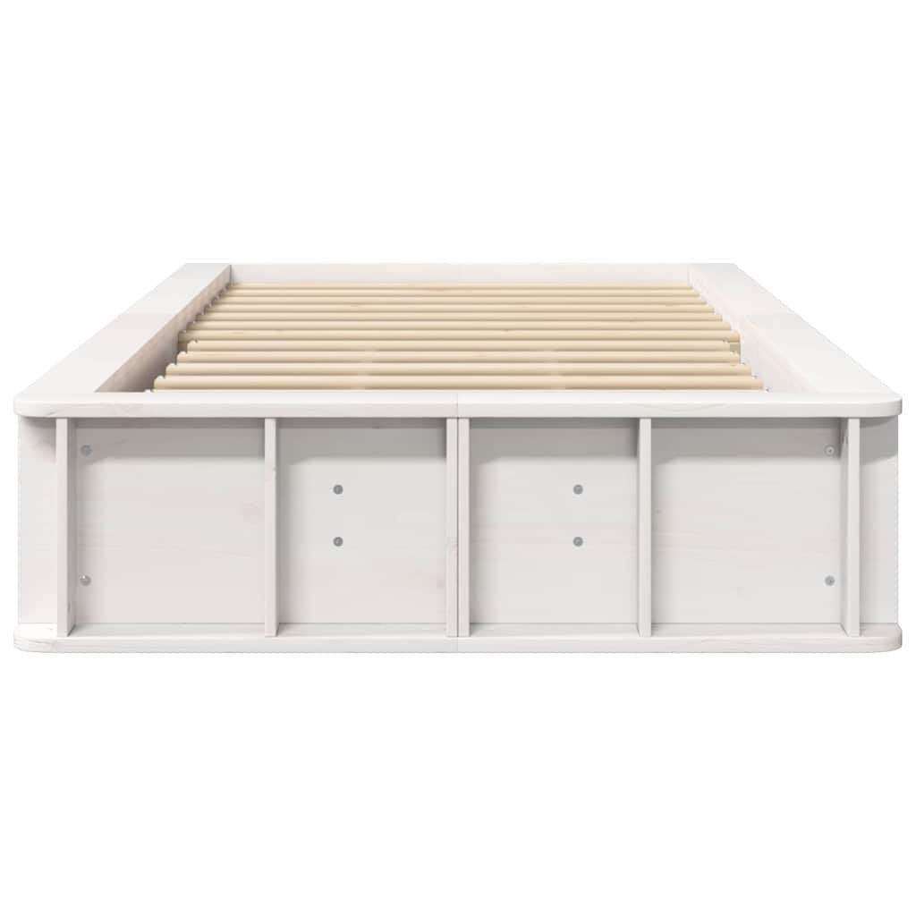 Sengestel Med Opbevaring Hvid 210 X 118 X 30 Cm Massiv Fyrretræ - Billede 5