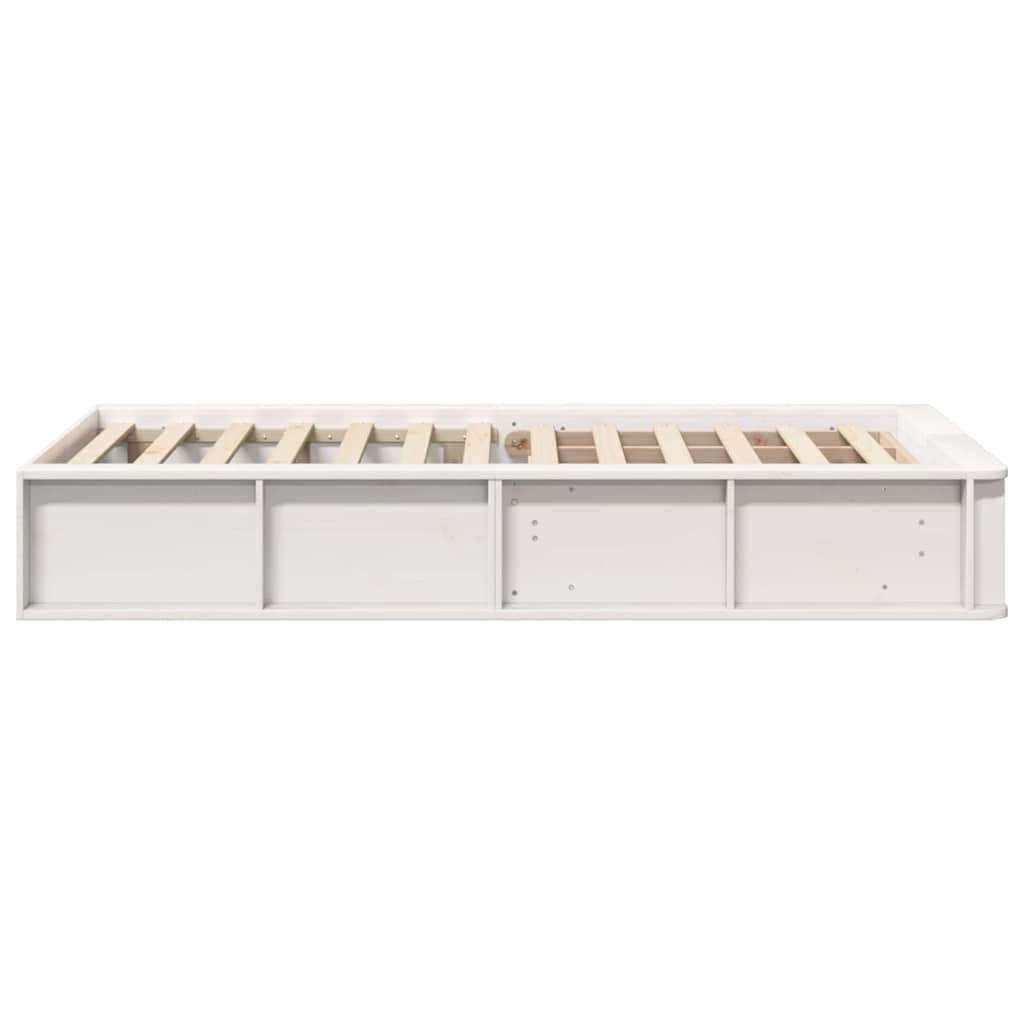 Sengestel Med Opbevaring Hvid 210 X 118 X 30 Cm Massiv Fyrretræ - Billede 6