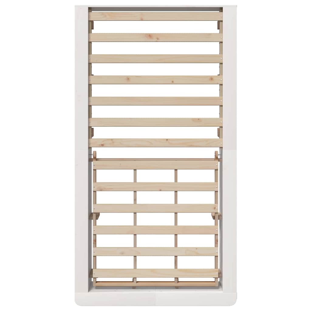 Sengestel Med Opbevaring Hvid 210 X 118 X 30 Cm Massiv Fyrretræ - Billede 8