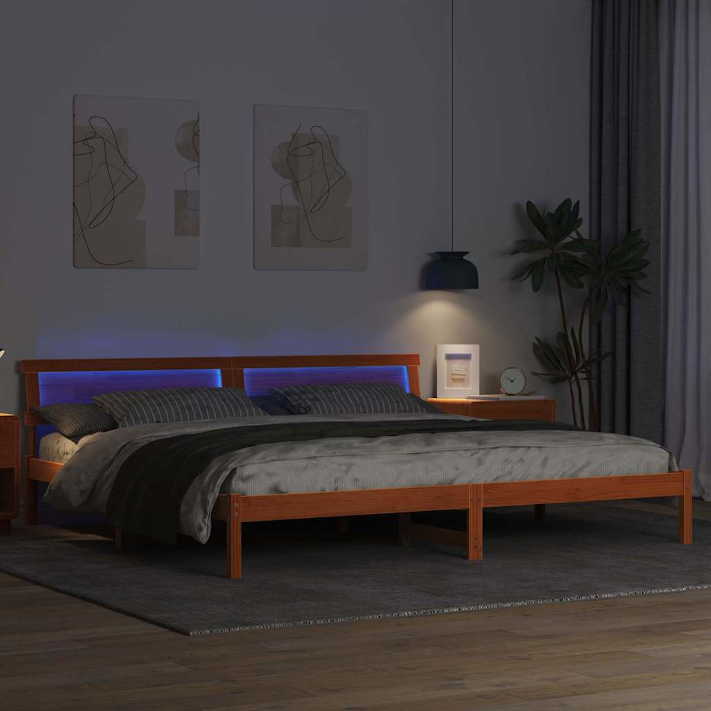 Sengestel Gyldenbrun 200 X 200 Cm Massivt Fyrretræ - Billede 4