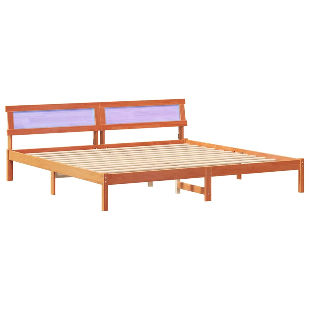 Sengestel Gyldenbrun 200 X 200 Cm Massivt Fyrretræ - Billede 2